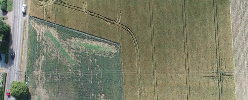Aerial photo of field used to plot overhead cables