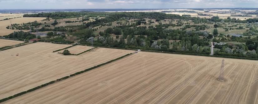 Aerial View Autumn Field UK